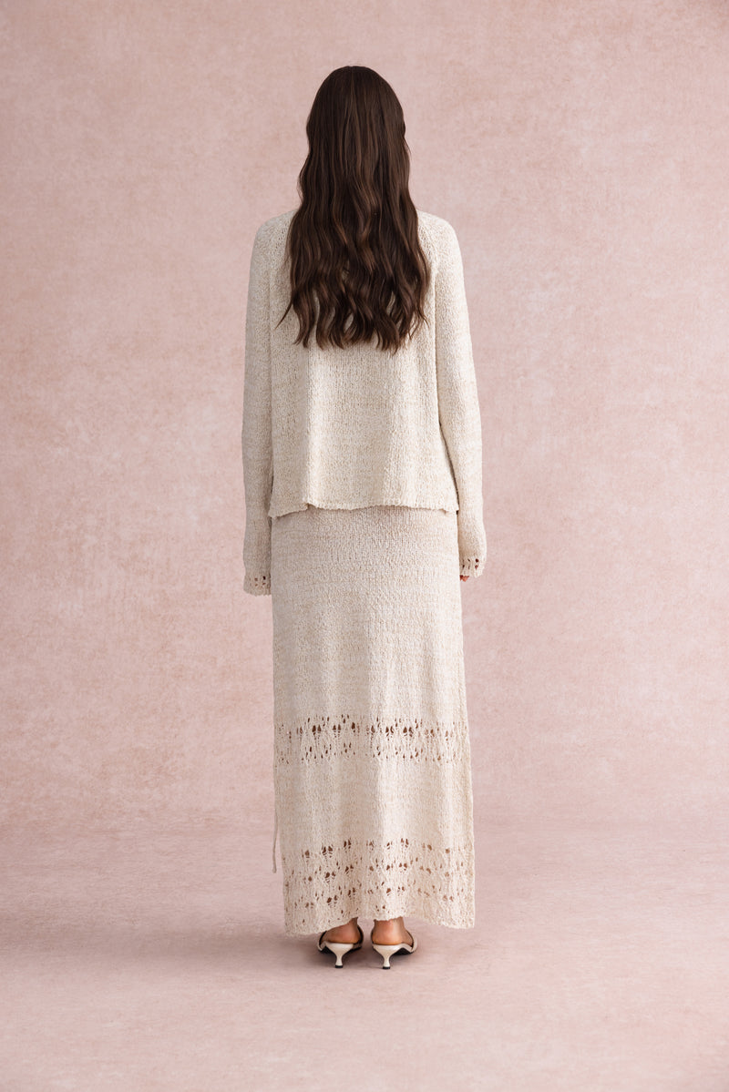 Lightweight openwork maxi skirt