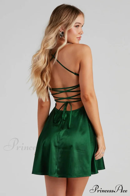 A Moment In Charming Satin Skater Dress