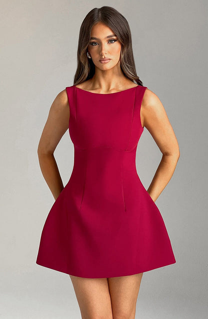 Alana Mini Dress - Wine Dress Babyboo Fashion Premium Exclusive Design