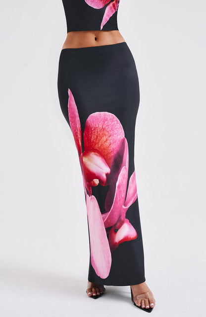 Allegra Maxi Skirt - Black Floral Print Skirt XS Babyboo Fashion Premium Exclusive Design
