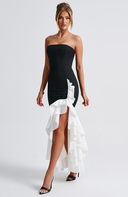 Angelina Maxi Dress - Black/White Dress Babyboo Fashion Premium Exclusive Design