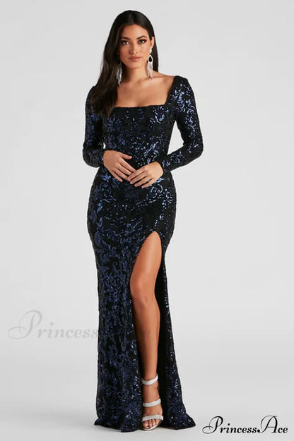 Arial Formal Stylish Sequin Lace-Up Dress S / Black