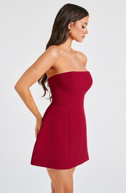 Asha Mini Dress - Wine Dress Babyboo Fashion Premium Exclusive Design