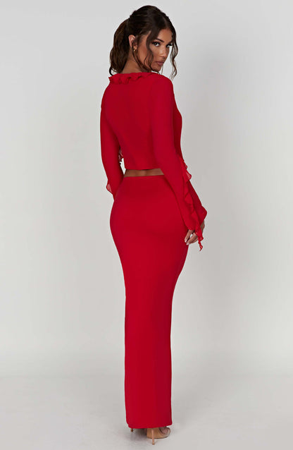 Astrid Maxi Skirt - Red Skirt Babyboo Fashion Premium Exclusive Design