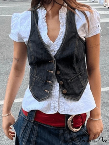 Button Up Eyelet Trendy Embroidery Midi Dress Black / S Tops&Tees