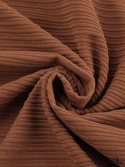 Caramel Corduroy Graceful Slit Midi Skirt Skirts