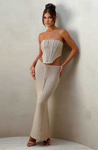 Chayenne Maxi Skirt - Beige Skirt Babyboo Fashion Premium Exclusive Design