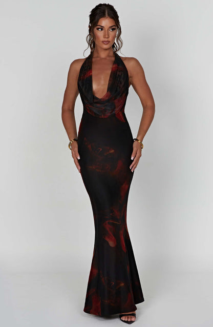 Chrishelle Maxi Dress - Fire Print Dress Babyboo Fashion Premium Exclusive Design