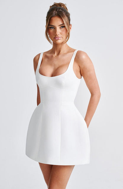 Claretta Mini Dress  Ivory Dress Babyboo Fashion Premium Exclusive Design