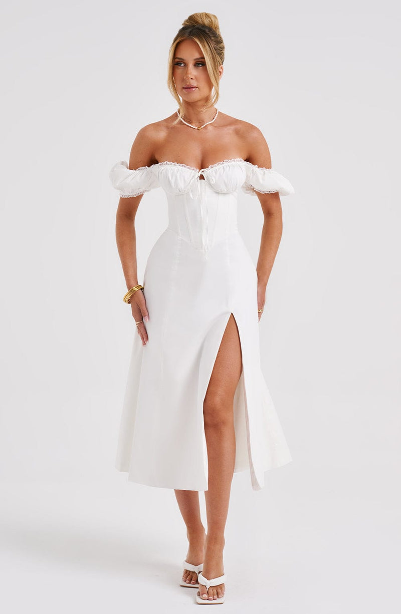 Courtney Midi Dress - Ivory Dress Babyboo Fashion Premium Exclusive Design