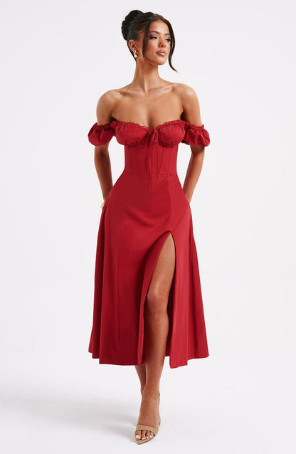 Courtney Midi Dress - Red Dress XS Babyboo Fashion Premium Exclusive Design