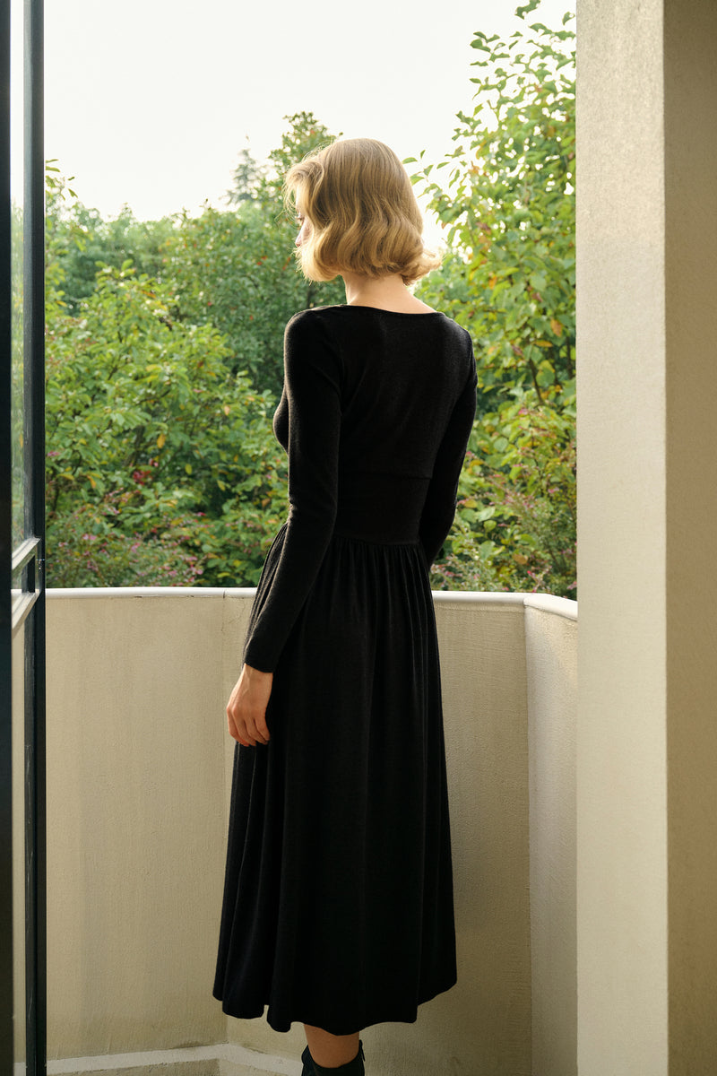Cowl neck midi dress