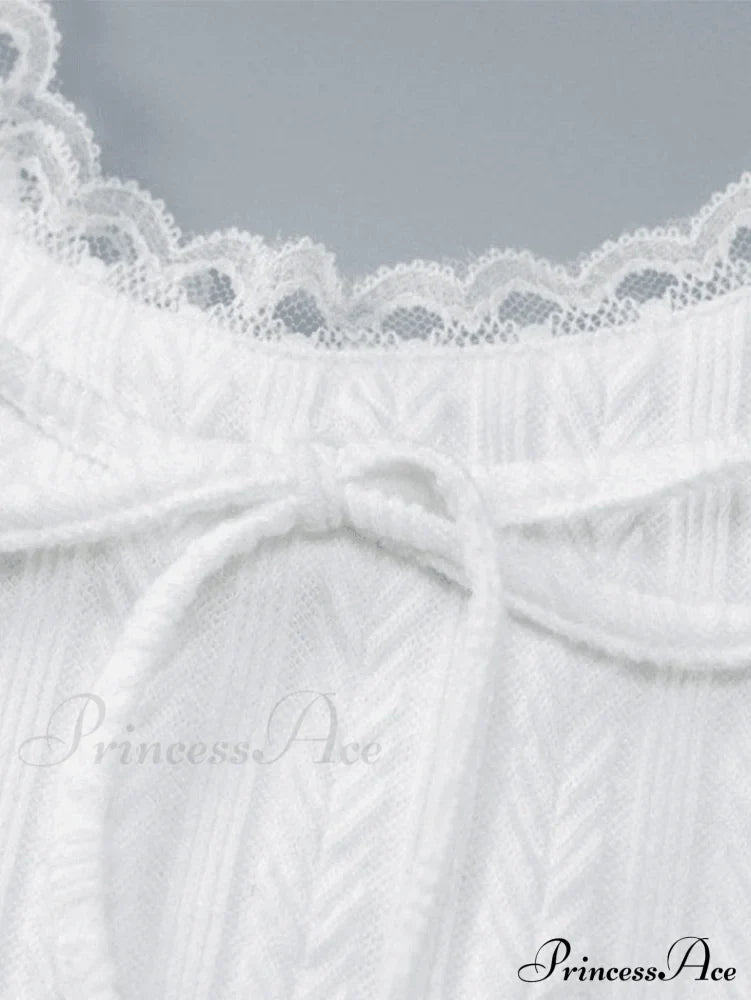 Cropped Lace Trim Trendy Rib Cami Top Tops&Tees