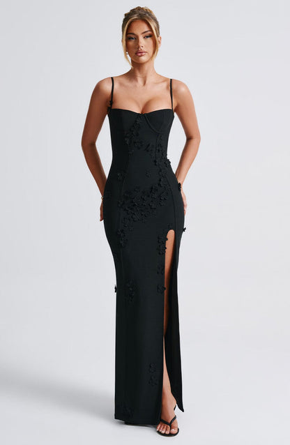 Dalary Maxi Dress - Black Lined Dress Babyboo Fashion Premium Exclusive Design