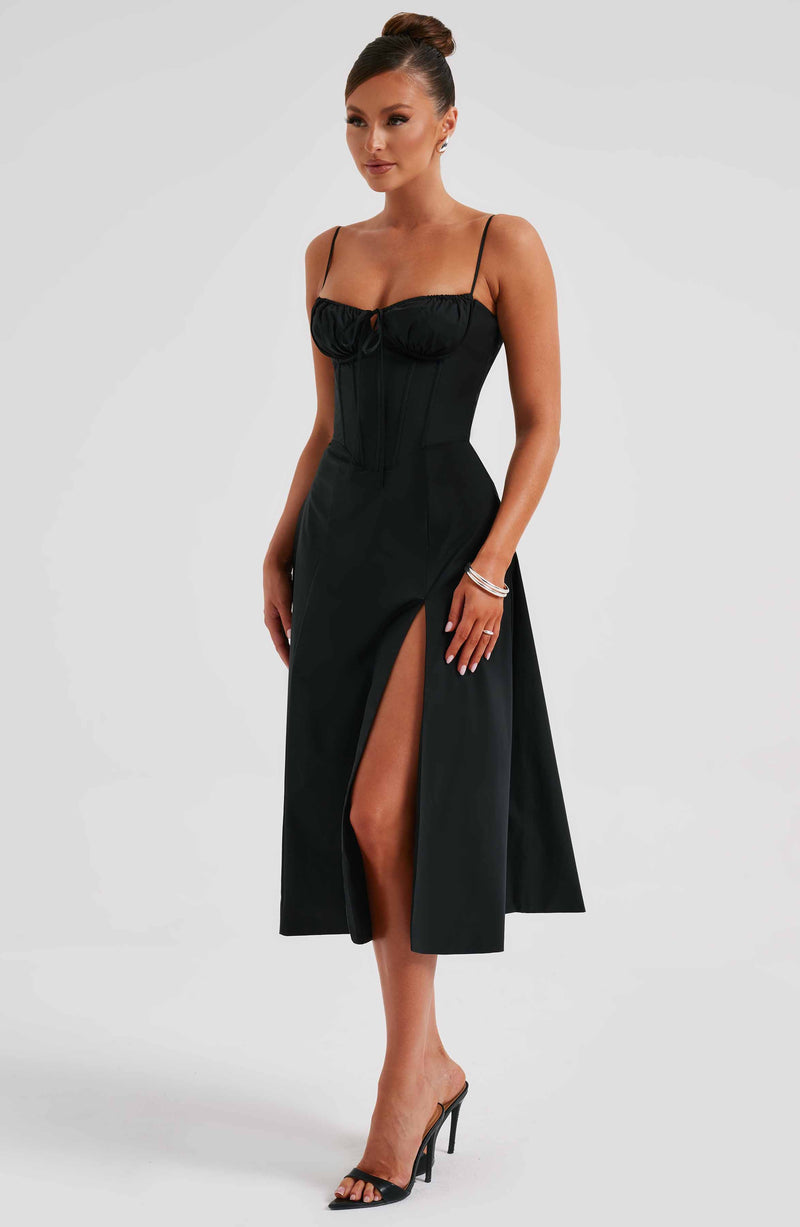 Deanna Midi Dress - Black Dress Babyboo Fashion Premium Exclusive Design