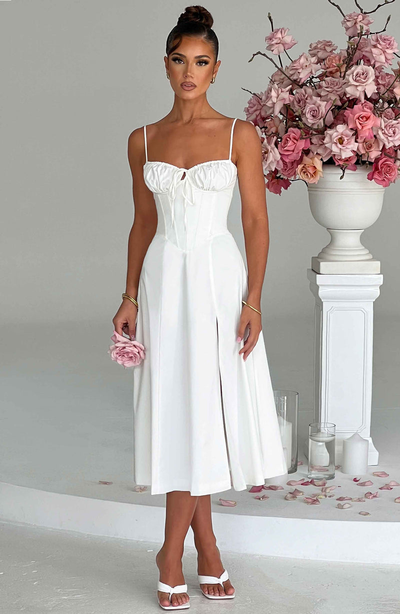 Deanna Midi Dress - Ivory Dress Babyboo Fashion Premium Exclusive Design
