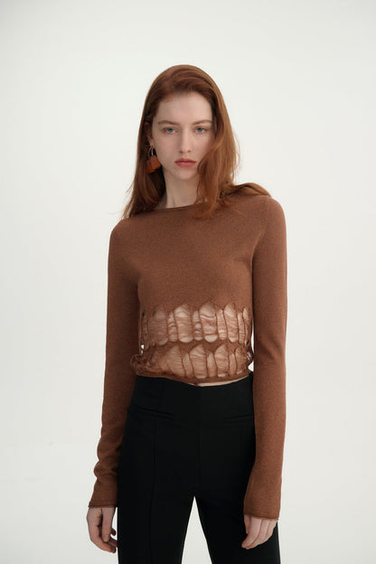 Drop stitch cropped top
