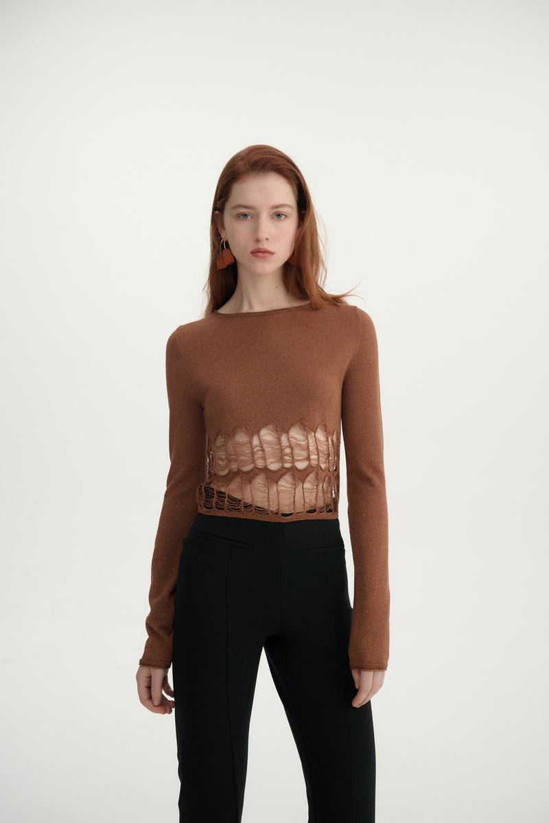 Drop stitch cropped top