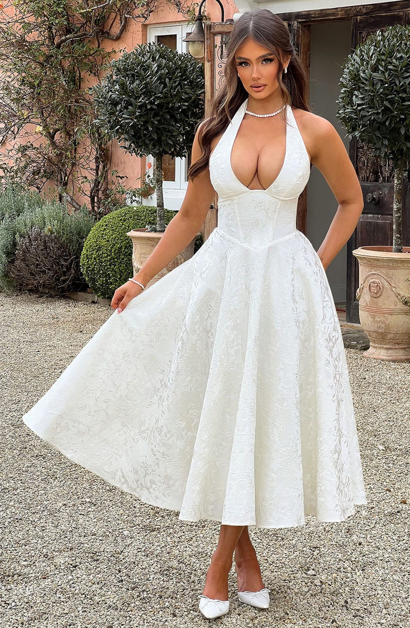 Effie Midi Dress - Ivory Dress Babyboo Fashion Premium Exclusive Design