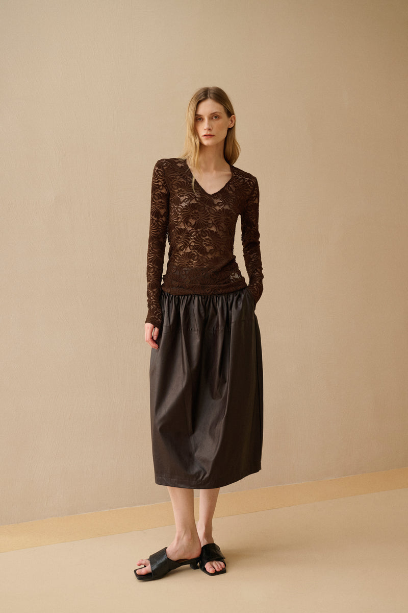 Faux leather midi skirt