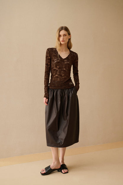 Faux leather midi skirt