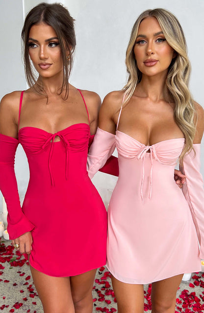 Fiona Mini Dress - Pink Dress Babyboo Fashion Premium Exclusive Design