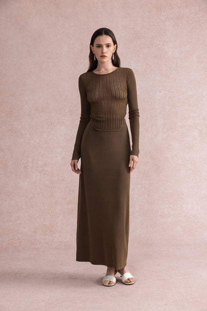 High-low hem knit set