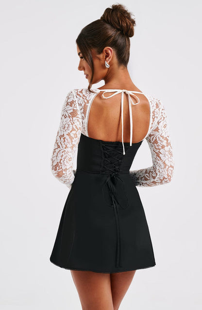 Jacinta Mini Dress - Black/White Dress Babyboo Fashion Premium Exclusive Design