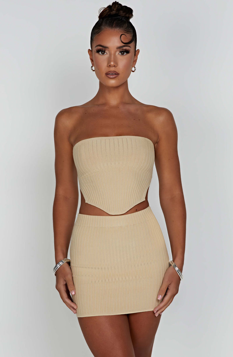 Jaz Mini Skirt - Beige Skirt Babyboo Fashion Premium Exclusive Design