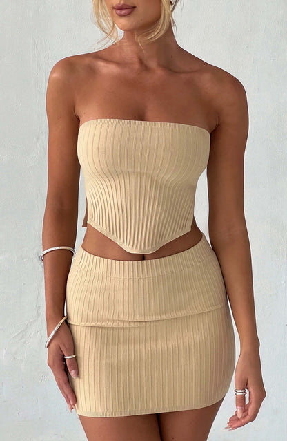 Jaz Mini Skirt - Beige Skirt Babyboo Fashion Premium Exclusive Design