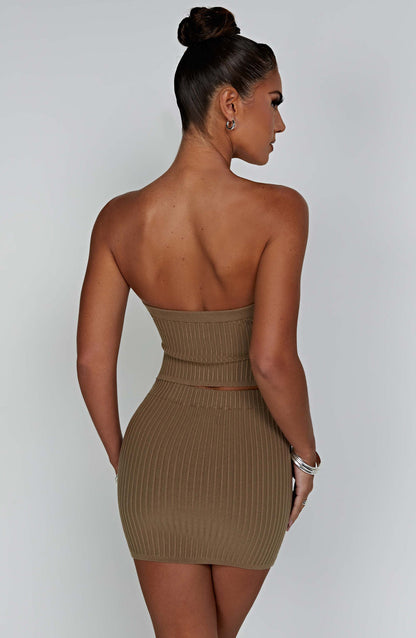 Jaz Mini Skirt - Mocha Skirt Babyboo Fashion Premium Exclusive Design