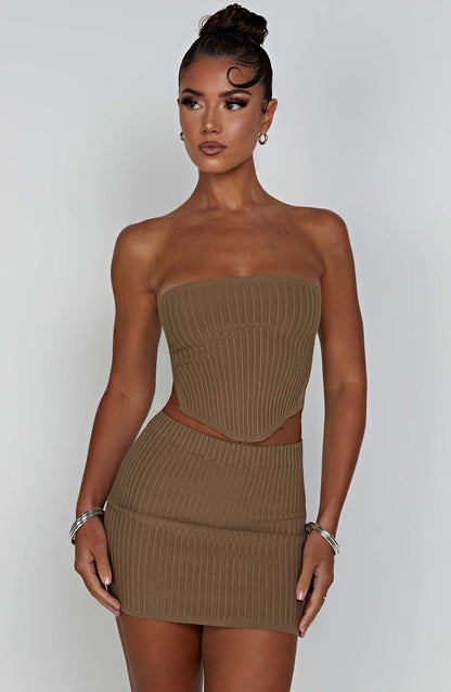Jaz Mini Skirt - Mocha Skirt Babyboo Fashion Premium Exclusive Design