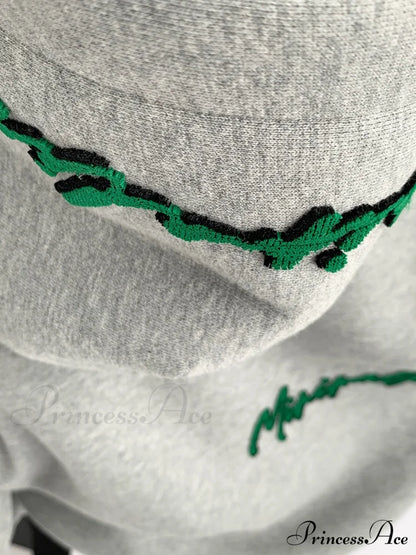 Knit Lettering Stylish Embroidery Hoddie