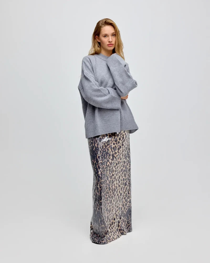Léonie Leopard Sequin Maxi Skirt