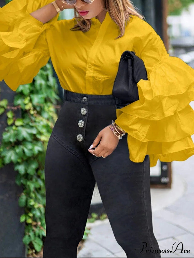 Layer Charming Necklace Yellow / M Shirts & Tops