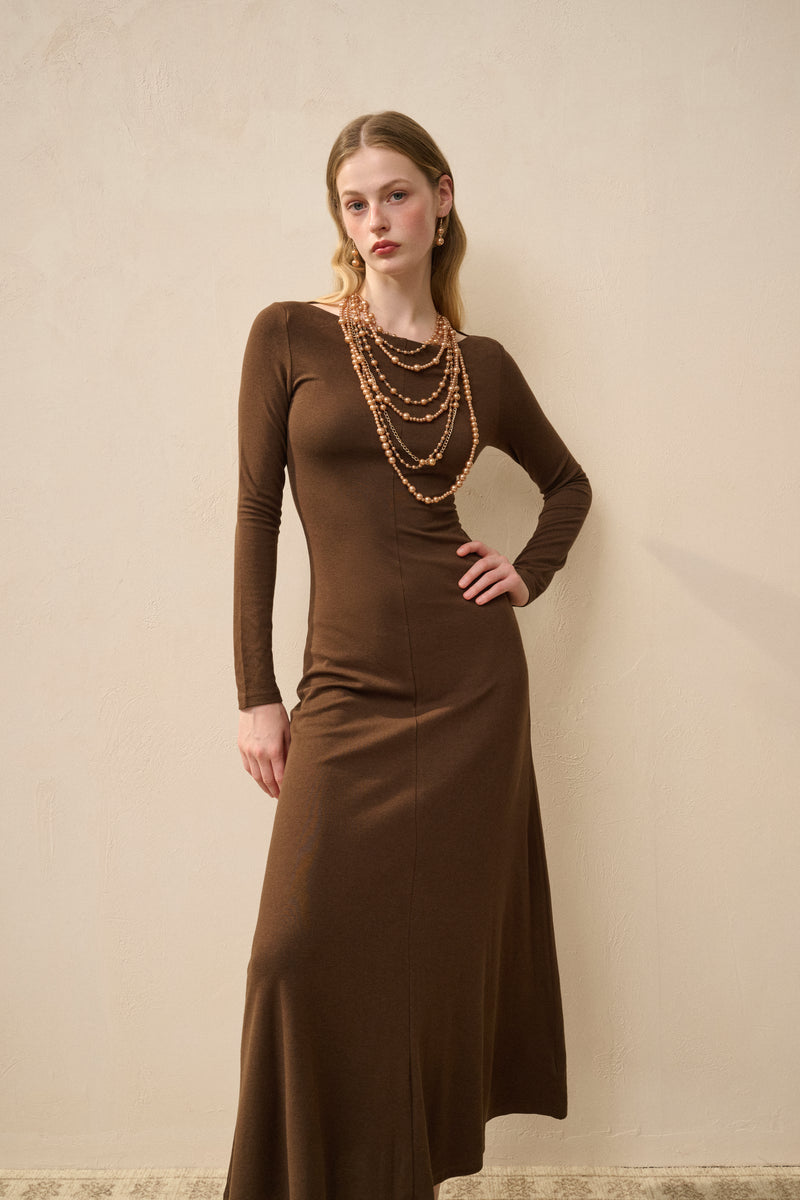 Long sleeve fit and flare dress