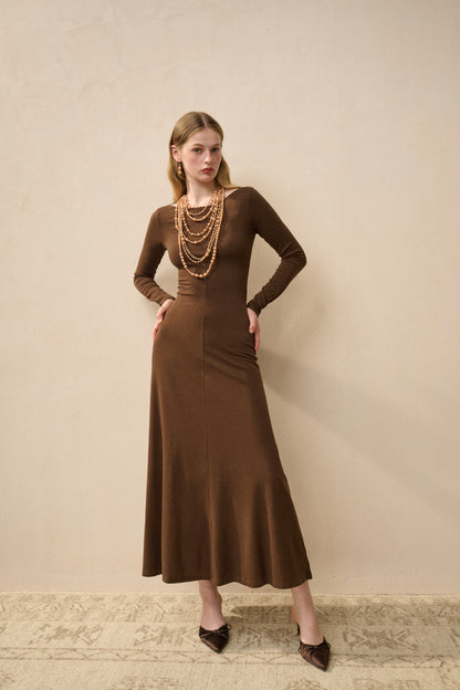 Long sleeve fit and flare dress