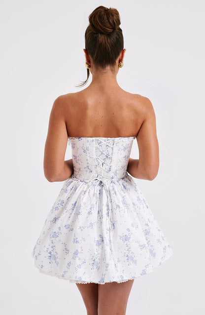 Maeve Mini Dress - Blue Ditsy Print Dress Babyboo Fashion Premium Exclusive Design