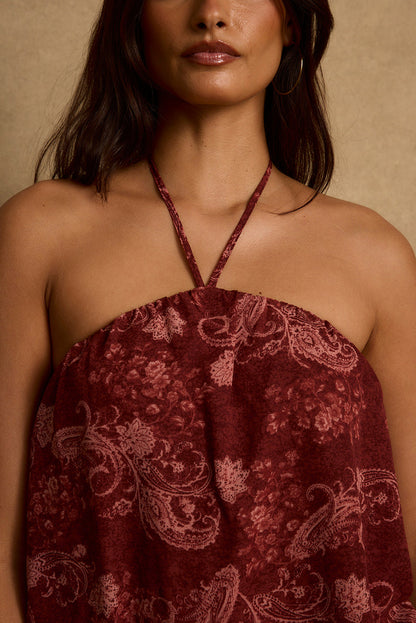 Mariana Mulberry Paisley Mini Dress