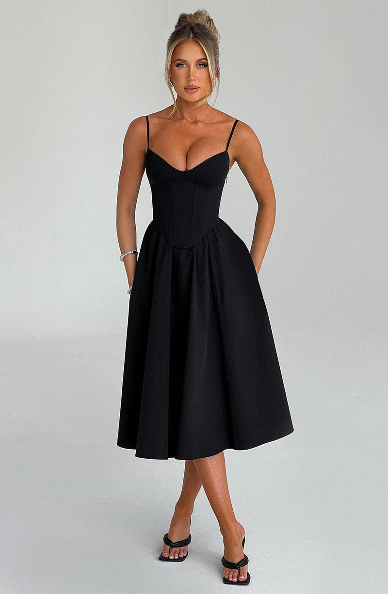 Mariella Midi Dress - Black Dress Babyboo Fashion Premium Exclusive Design