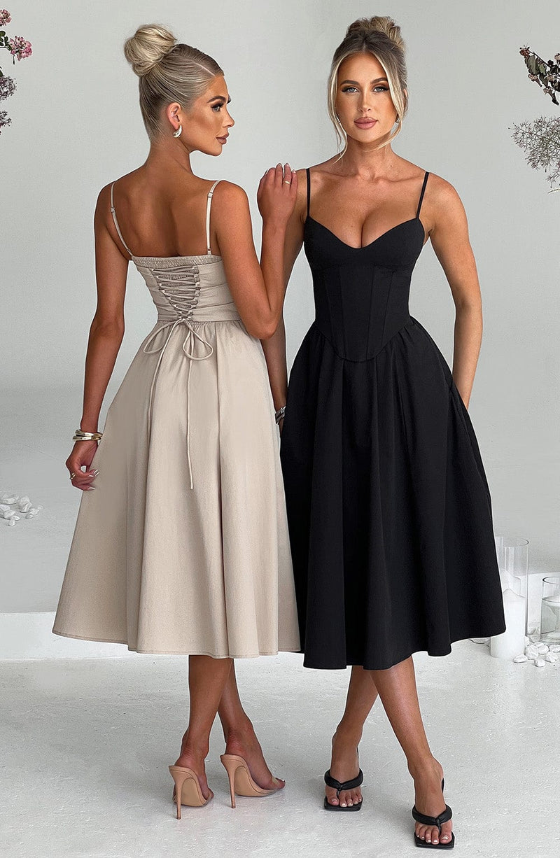 Mariella Midi Dress - Black Dress Babyboo Fashion Premium Exclusive Design