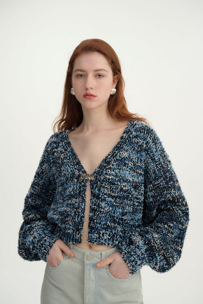 Marled knit boxy cardigan