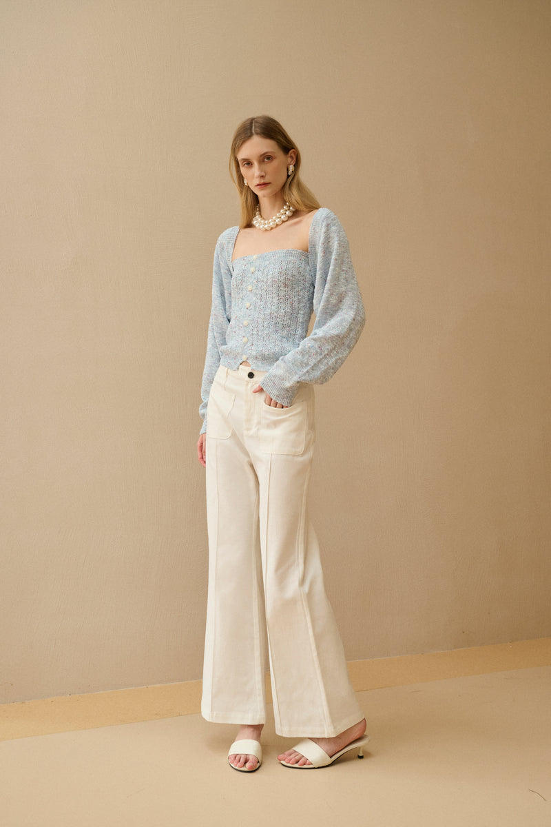 Mid-rise flared pants