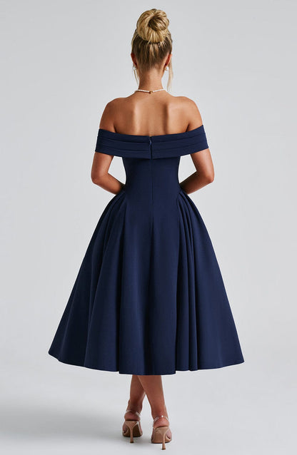 Miranda Midi Dress - Navy Dress Babyboo Fashion Premium Exclusive Design