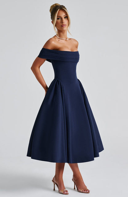 Miranda Midi Dress - Navy Dress Babyboo Fashion Premium Exclusive Design