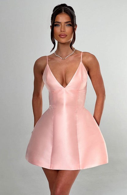 Nicole Mini Dress - Peach Dress Babyboo Fashion Premium Exclusive Design