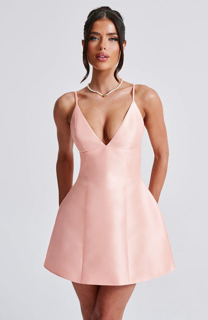 Nicole Mini Dress - Peach Dress Babyboo Fashion Premium Exclusive Design
