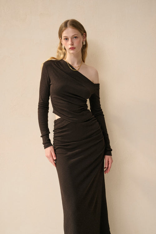 One shoulder long sleeve set