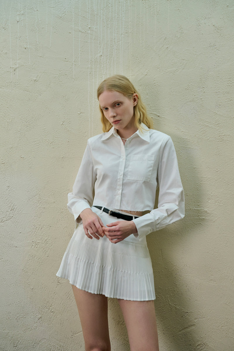 Open back cropped shirt