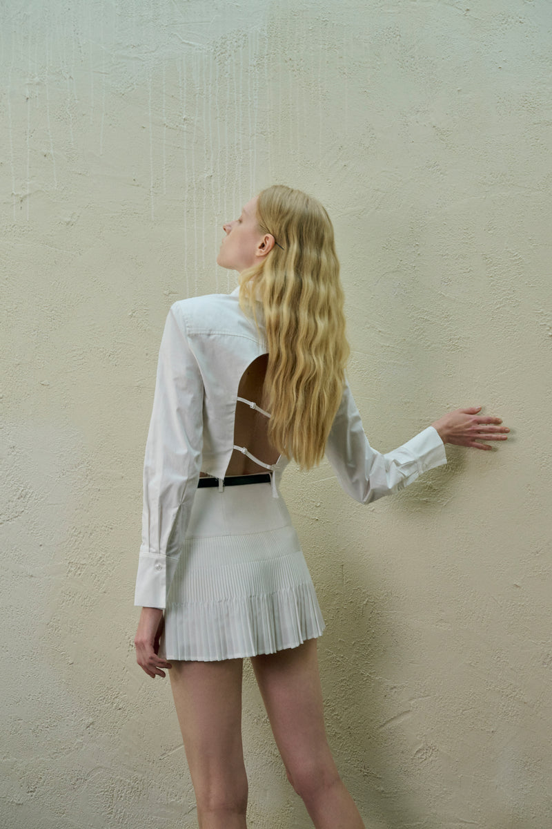 Open back shirt & skirt